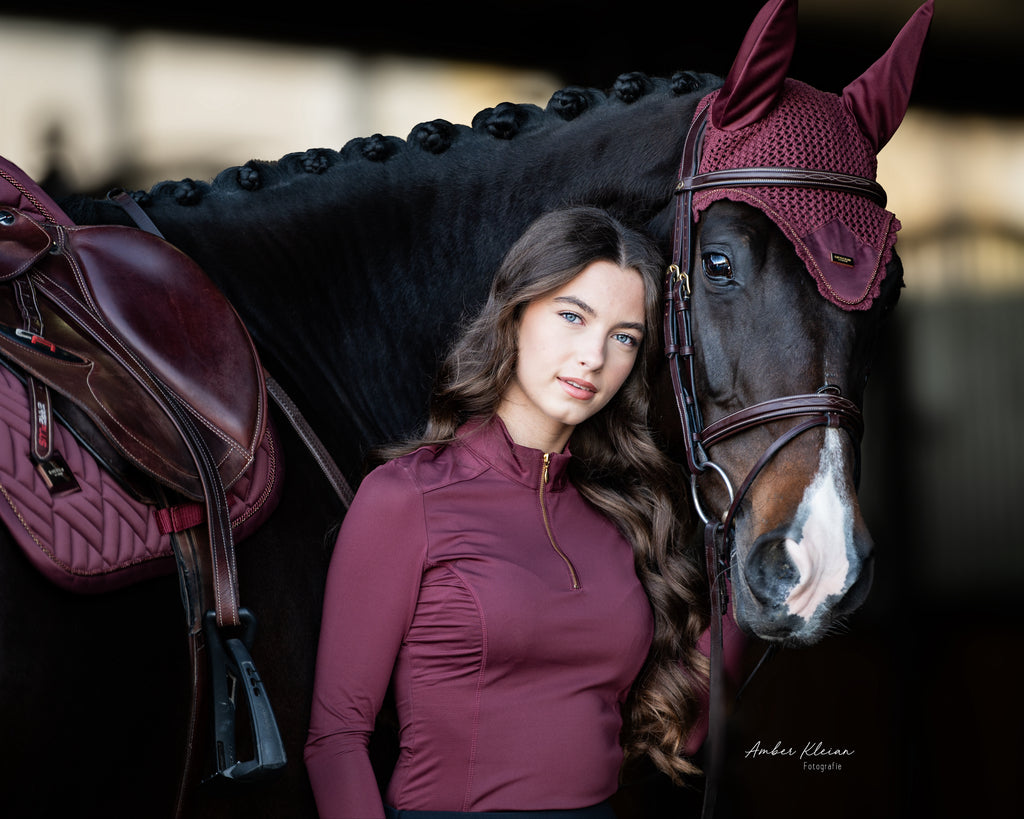 Equestrian Stockholm Essential Mesh Top - New Maroon