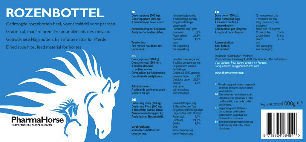 Pharmahorse - Rozenbottel 1000gram