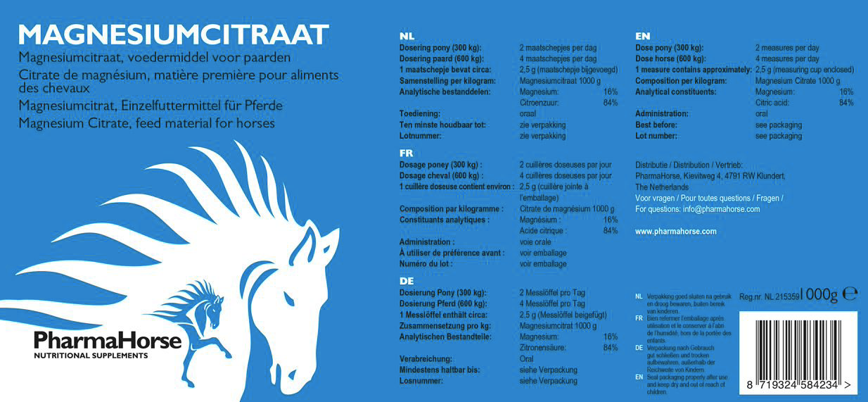 Pharmahorse - Magnesiumcitraat 1000gr