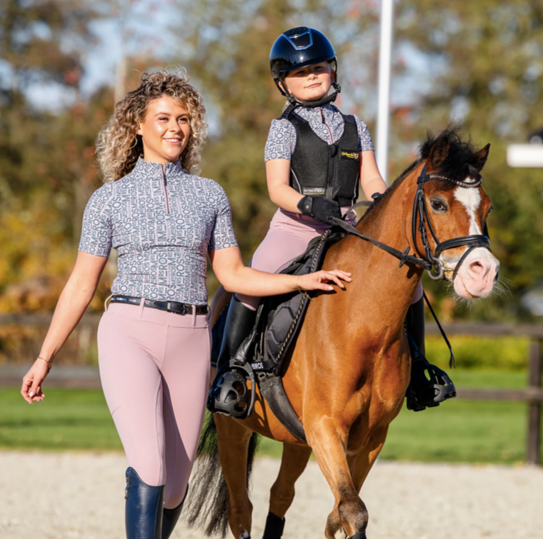Mrs Ros silhouette riding breeches blue - blush noir pink